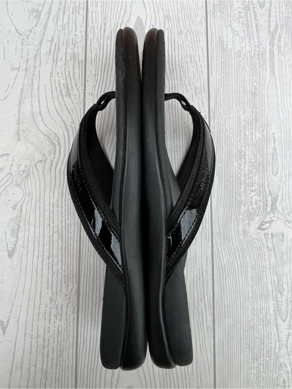 VIONIC Tide II Flip Flop Sandals Black Patent Size 10 M - Picture 6 of 12